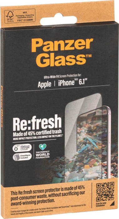 PanzerGlass Re:Fresh ultra wide Fit with EasyAligner for Apple iPhone 15 (2821)