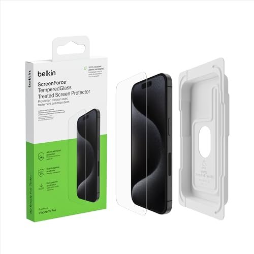 Belkin ScreenForce Tempered glass Treated Screen Protector for Apple iPhone 15 Pro (OVA137zz)