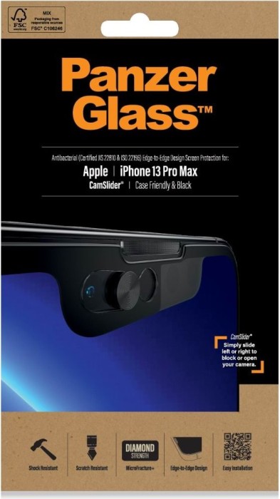 PanzerGlass Edge-to-Edge case Friendly & CamSlider AntiBacterial for Apple iPhone 13 Pro Max black (2749)