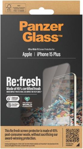 PanzerGlass Re:Fresh ultra wide Fit with EasyAligner for Apple iPhone 15 Plus (2823)