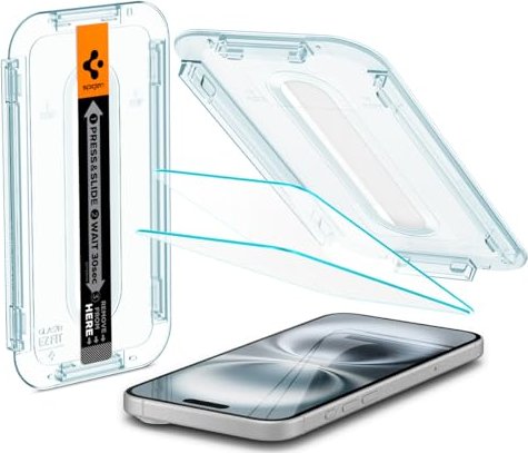 Spigen glass.tR EZ Fit sensor Protection Screen Protector for Apple iPhone 15 Plus, 2-pack (AGL06883)