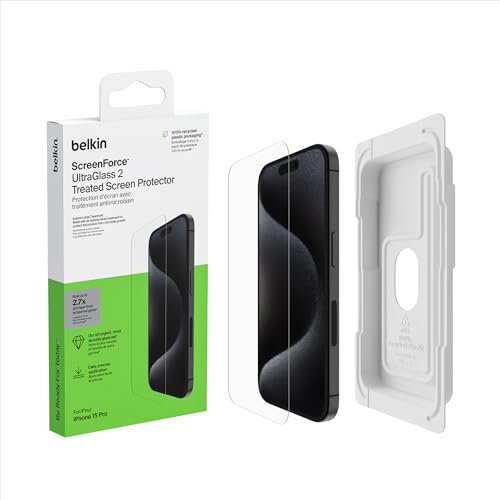 Belkin ScreenForce Ultraglass 2 Screen Protector for Apple iPhone 15 Pro (OVA133zz)