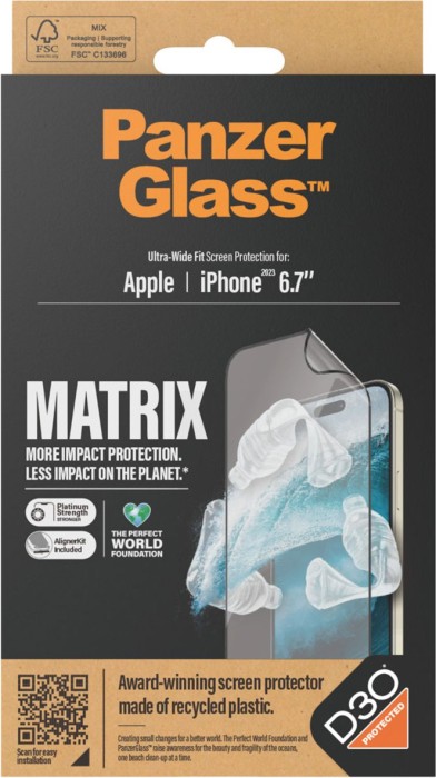 PanzerGlass matrix Screen Protector ultra wide Fit with Aligner kit for Apple iPhone 15 Plus (2819)