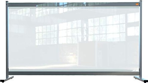 Nobo Premium Plus Schreibtisch-Trennwand aus durchsichtiger Folie, transparent/grau, 147x86cm (1915548)