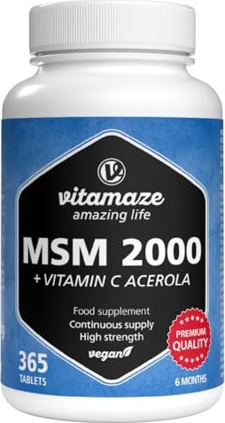 Vitamaze MSM 2000 + Vitamin C Tabletten, 365 Stück