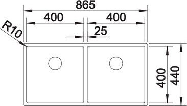 Blanco Claron 400/400-U InFino built-under double sink stainless steel (521618)