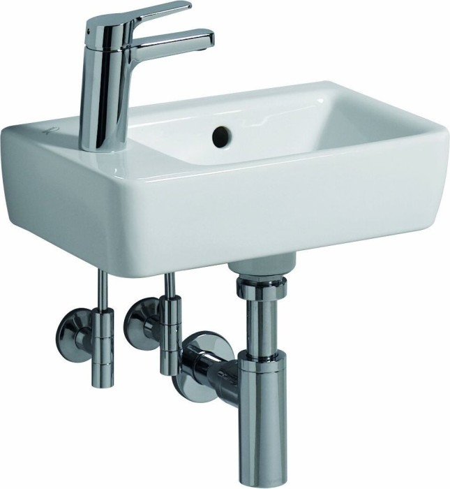 Geberit Renova Compact Handwaschbecken shortenede outreach 40cm, Hahnloch left, with Überlauf, white/KeraTect (276240600)