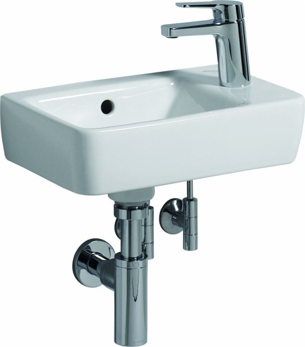 Geberit Renova Compact Handwaschbecken shortenede outreach 40cm, Hahnloch right, with Überlauf, white/KeraTect (276140600)