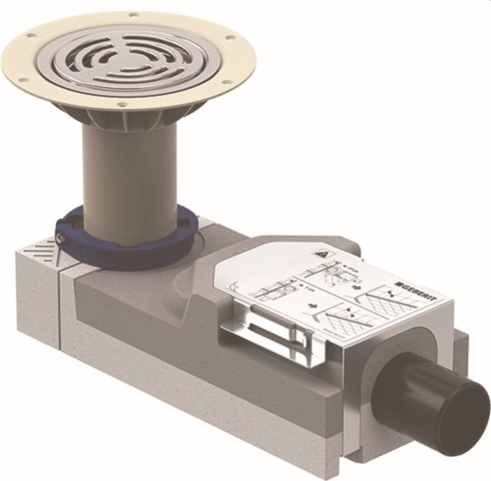 Geberit Duschbodenablauf for Bodenbeläge off vinyl (PVC), for Estrichhöhe am Einlauf 114-215mm (154.055.00.1)