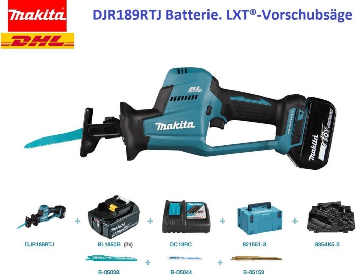 Makita DJR189RTJ cordless reciprocating saw incl. MAKPAC + 2 Batteries 5.0Ah