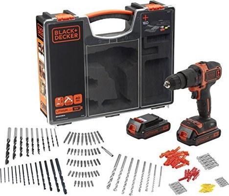 Black&Decker BDCHD18BOA cordless combi drill incl. case + 2 Batteries 1.5Ah + Accessories