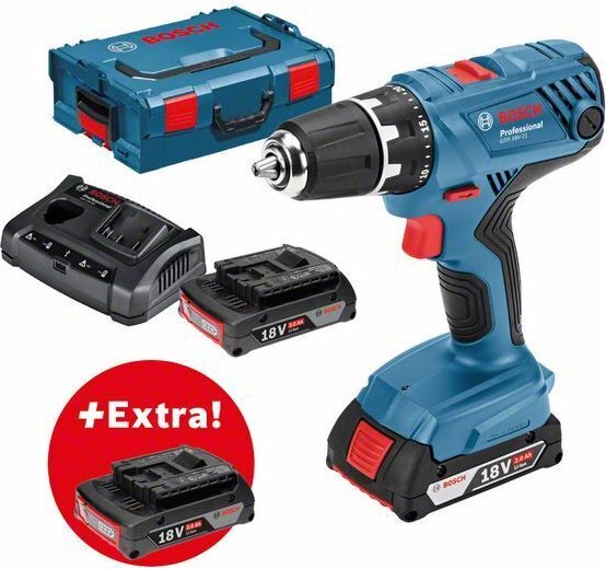 Bosch Professional GSR 18V-21 cordless screw driller incl. L-Boxx + 3 Batteries 2.0Ah (0615990K6H)