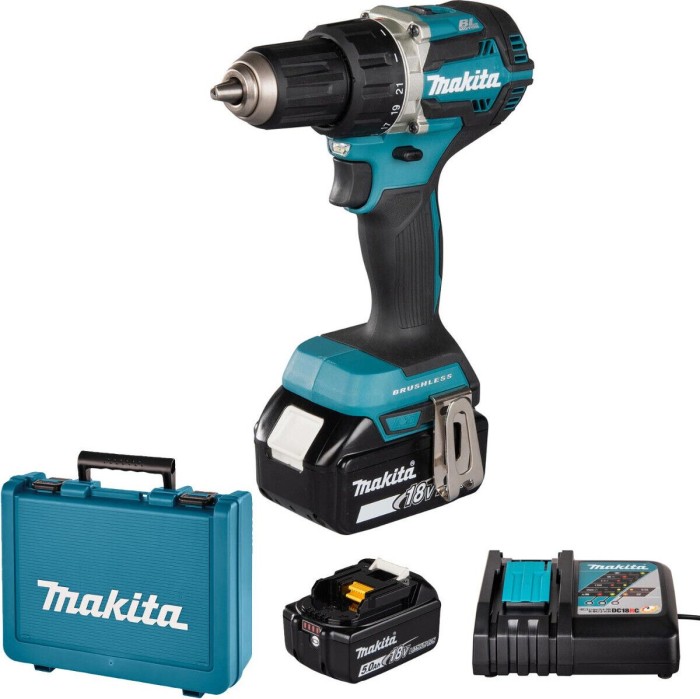 Makita DDF484RTE cordless screw driller incl. case + 2 Batteries 5.0Ah