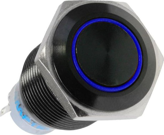Lamptron press key Blackline 16mm, blue illuminated ring, vandal proof (LAMP-SW1611L-H)