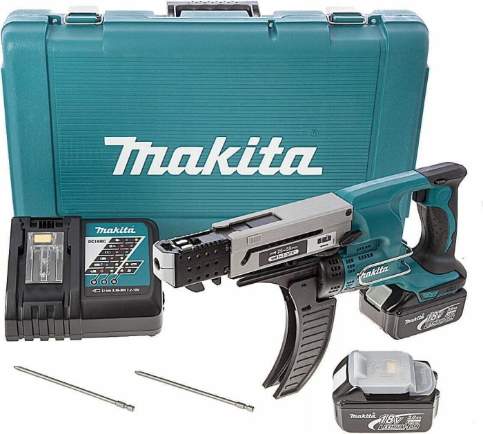 Makita DFR550RFE cordless automatic screwdriver incl. case + 2 Batteries 3.0Ah + Accessories