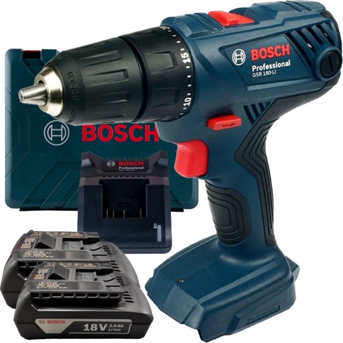 Bosch Professional GSR 180-LI cordless screw driller incl. case + 2 Batteries 2.0Ah (06019F8109)