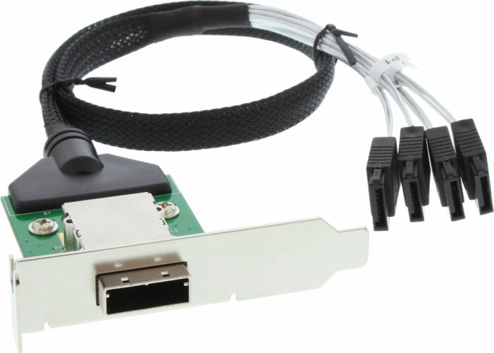InLine SAS slot bezel with cable, 4x SATA internal to 1x mini SAS external [SFF-8088], low profile (27653B)