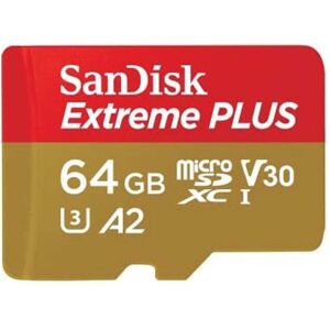 SanDisk Extreme PLUS R200/W90 microSDXC 64GB Kit, UHS-I U3, A2, Class 10 (SDSQXBU-064G-GN6MA)