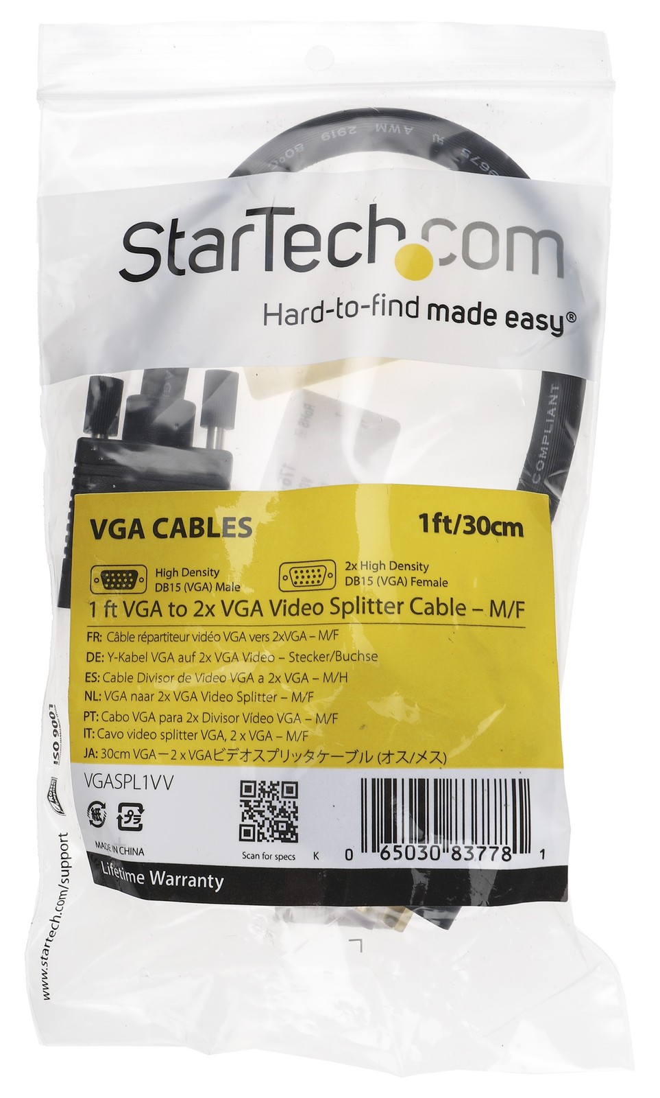 StarTech DisplayPort [plug]/VGA [plug] adapter cable black, 1.8m (DP2VGAMM6)