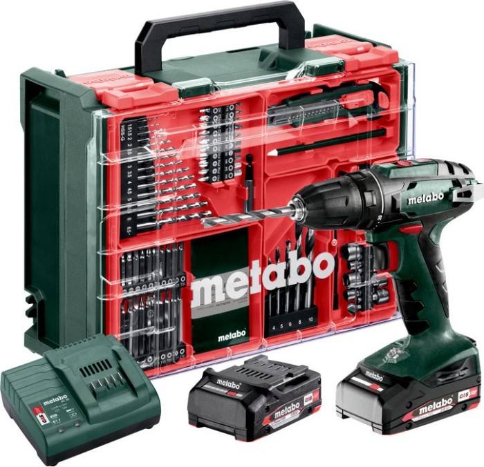 Metabo BS 18 cordless screw driller incl. case + 2 Batteries 2.0Ah + Accessories (602207710)