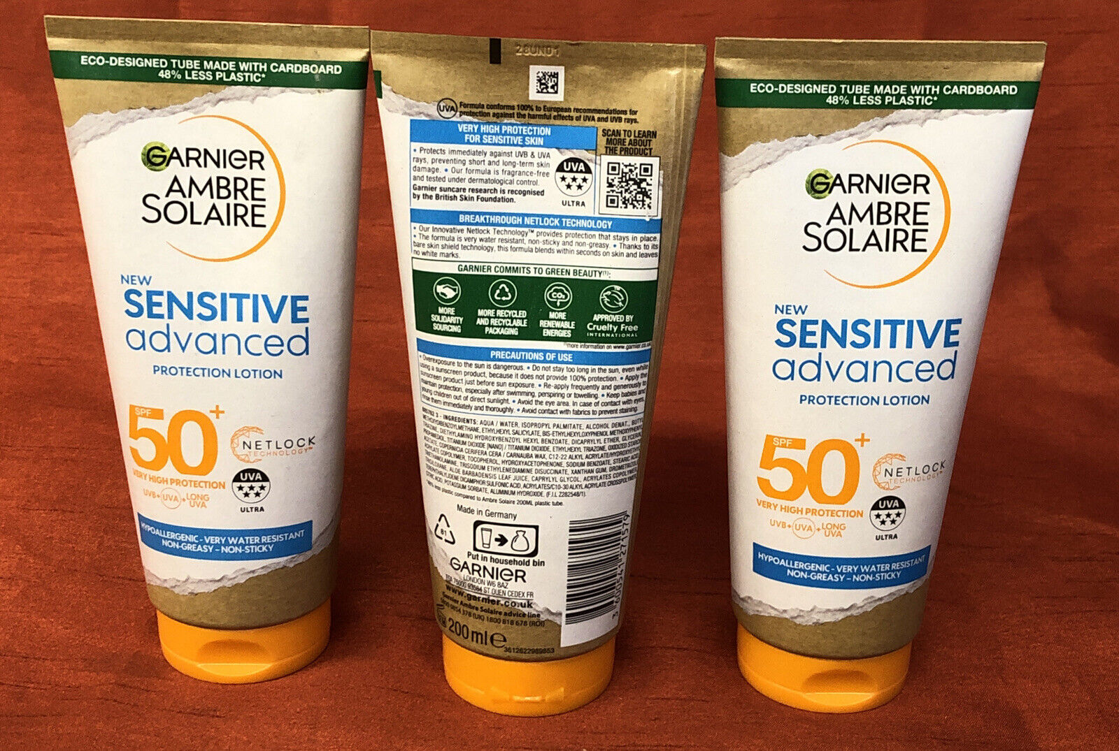 3XGarnier Ambre Solaire Sensitive Hypoallergenic Sun Cream SPF 50 & Kids SPF 50