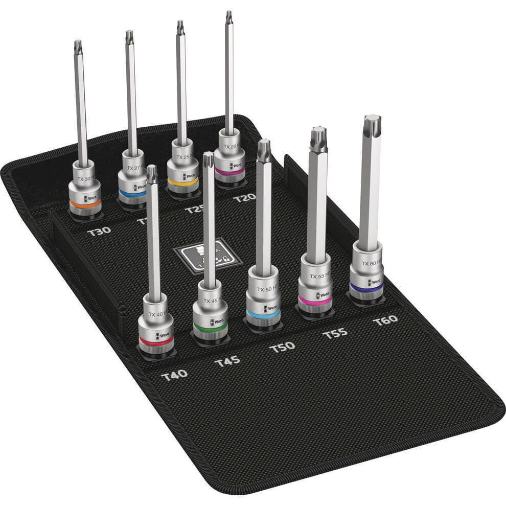 Wera 9 Piece 8767C 1/2 Drive Torx HF Zyklop Socket Set
