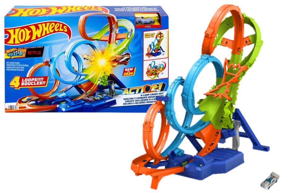 Mattel Hot Wheels Action 4-Loop Crash Out Track Set (HXR70)