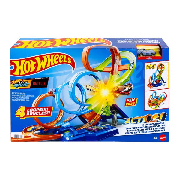 Mattel Hot Wheels Action 4-Loop Crash Out Track Set (HXR70)