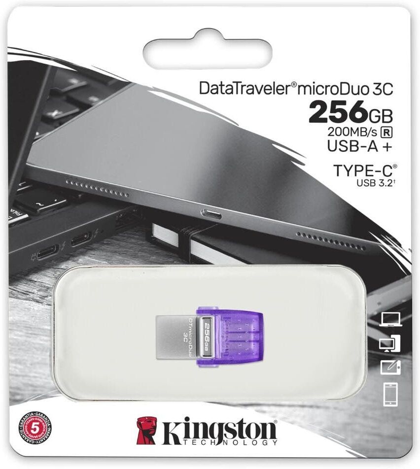 Kingston DataTraveler microDuo 3C G3 256GB, USB-A 3.0/USB-C 3.0 (DTDUO3CG3/256GB)