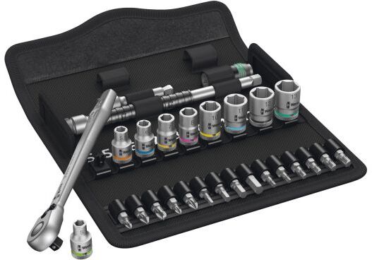 Wera 05004018001 8100 SA 8 Zyklop Metal Ratchet Set with switch lever, 1/4" drive, metric 28 pieces