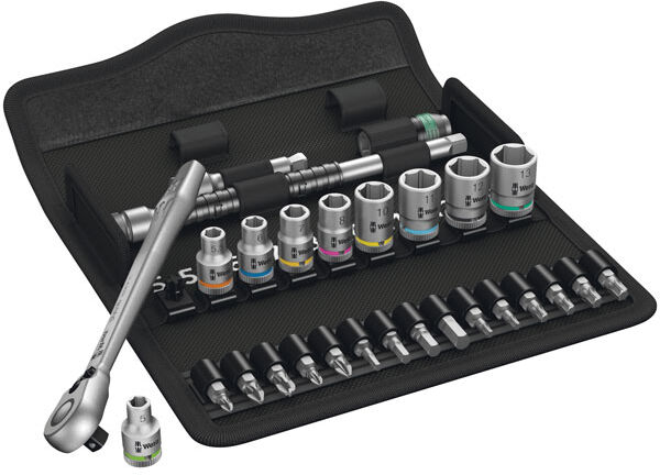 Wera 05004018001 8100 SA 8 Zyklop Metal Ratchet Set with switch lever, 1/4" drive, metric 28 pieces