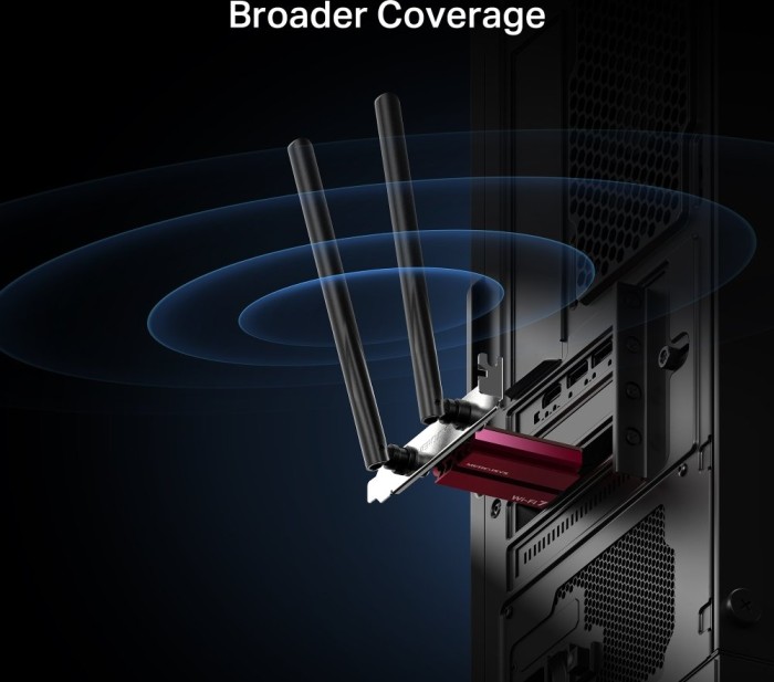 Mercusys WLAN adapter, Wi-Fi 7, BE6500, 2.4GHz/5GHz/6GHz WLAN, Bluetooth 5.4, PCIe x1 (MA37BE)