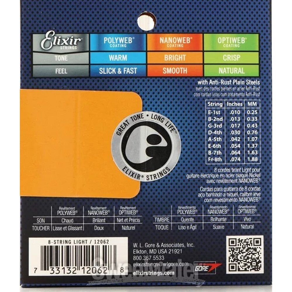 Elixir Electric Nanoweb 8-string Light (12062)