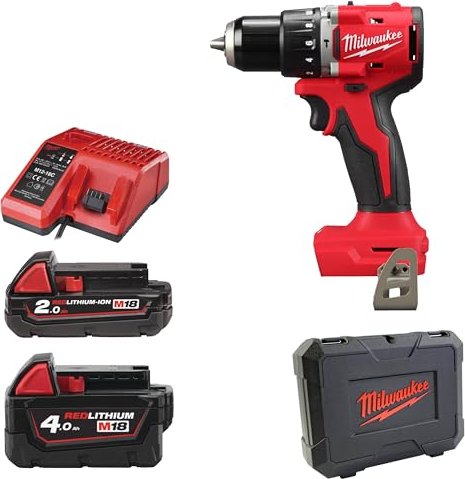 Milwaukee M18 BLPDRC-422C cordless combi drill incl. case + 2 Batteries 4.0/2.0Ah (4933492825)