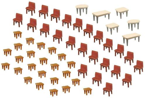 (0,11€/Stück) Tische und Stühle 1:87 Faller 180438, 7 Tische und 48 Stühle