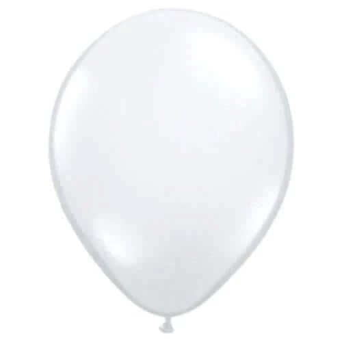 05" Round Diamond Clear 100Ct Qualatex Plain Latex Balloons. Bag of 100 Balloons