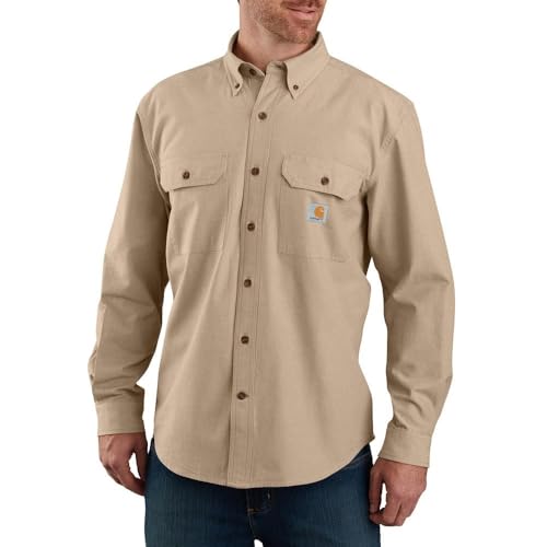 Carhartt Men's Loose Fit Midweight Chambray Long-sleeve Shirt, Dark Tan Chambray, XL (Mens)