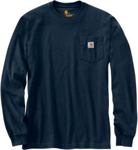 Carhartt Men's Loose Fit Heavyweight Long-Sleeve Pocket T-Shirt, Navy, XL (Mens)
