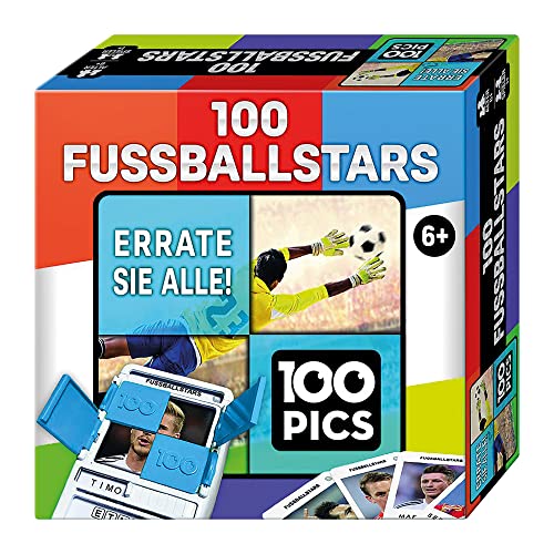100 PICS 20208047 Quiz Game Football Stars, Educational Game for the Whole Family, Brainteaser, Travel Game for Adults and Children from 6 Years