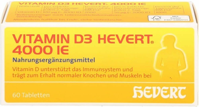 Vitamin D3 Hevert 4000 I.E. Tabletten, 60 Stück
