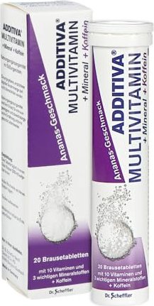 Additiva Multivitamin + Mineral + Coffein Ananasgeschmack Brausetabletten, 20 Stück