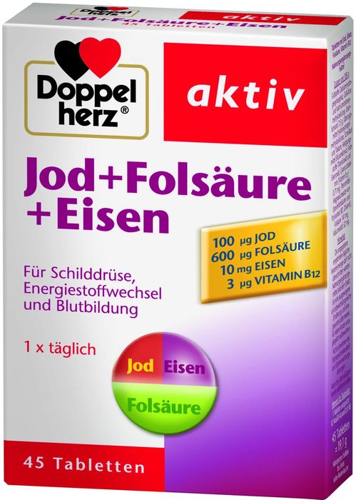 Doppelherz Jod + Folsäure + Eisen, 45 Stück