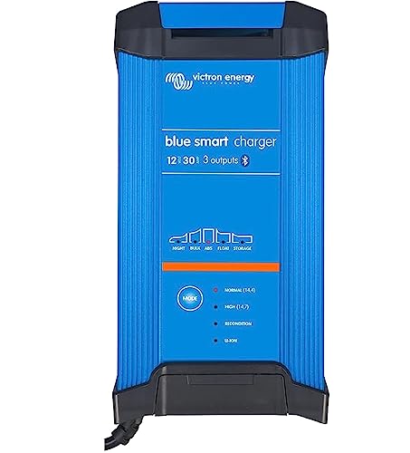 Victron Energy Blue Smart IP22 Smart Car Battery Charger 12V 30A, Trickle Charger, Float Charger and Desulfator for Motorcycle, ATV, RV, Lithium and Deep Cycle Batteries, CEE 7/7, 3 outputs
