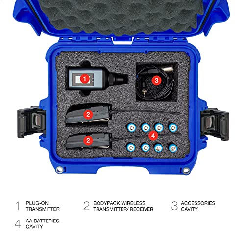 Nanuk 905 Waterproof Hard Case with Foam Insert for Sennheiser EW/Sony UWP/Senal Microphone Set - Blue