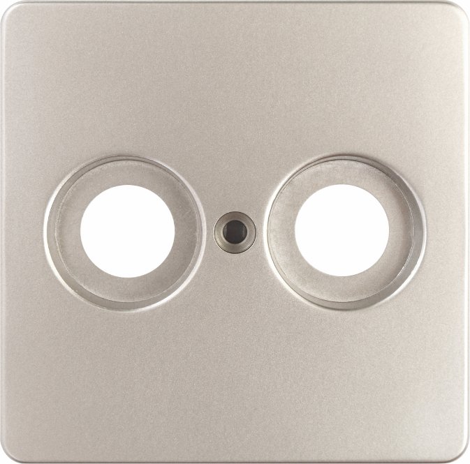 Schrack ELSO central plate 2 holes for antenna socket, stainless steel effect (EL2060211)