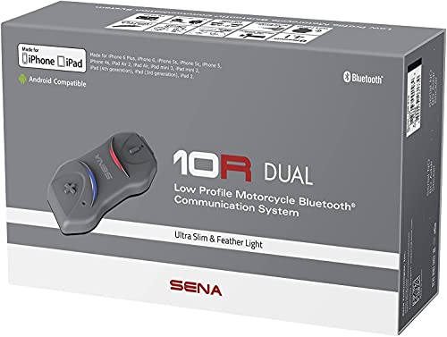 Sena 10R Low Profile Motorcycle Bluetooth Communication System, Dual Pack