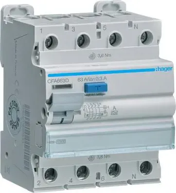 Hager ground fault circuit interrupter (CFA663D)
