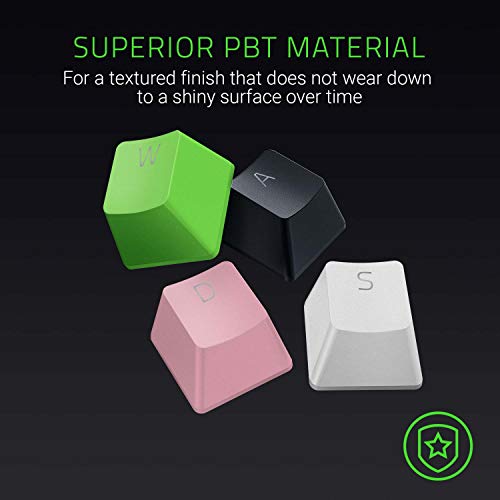 Razer Doubleshot PBT Keycap Upgrade Set for Mechanical & Optical Keyboards: Compatible with Standard 104/105 US and UK layouts - Quartz Pink