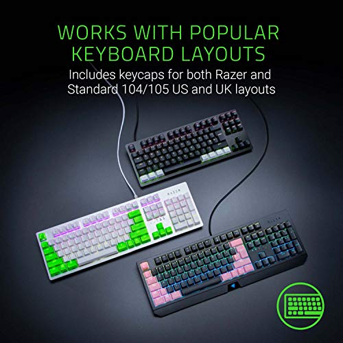 Razer Doubleshot PBT Keycap Upgrade Set for Mechanical & Optical Keyboards: Compatible with Standard 104/105 US and UK layouts - Quartz Pink