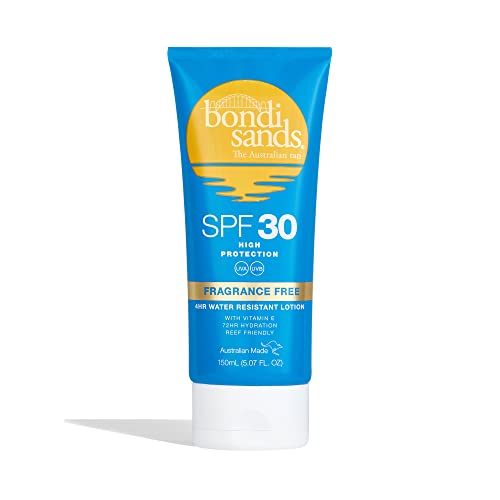 Bondi Sands Fragrance Free Sunscreen Lotion SPF 30 | Non-Greasy Broad-Spectrum Formula Moisturises, Soothes, and Protects Skin, Water Resistant Up To 4 Hours + Cruelty Free | 150 mL/5.07 Oz